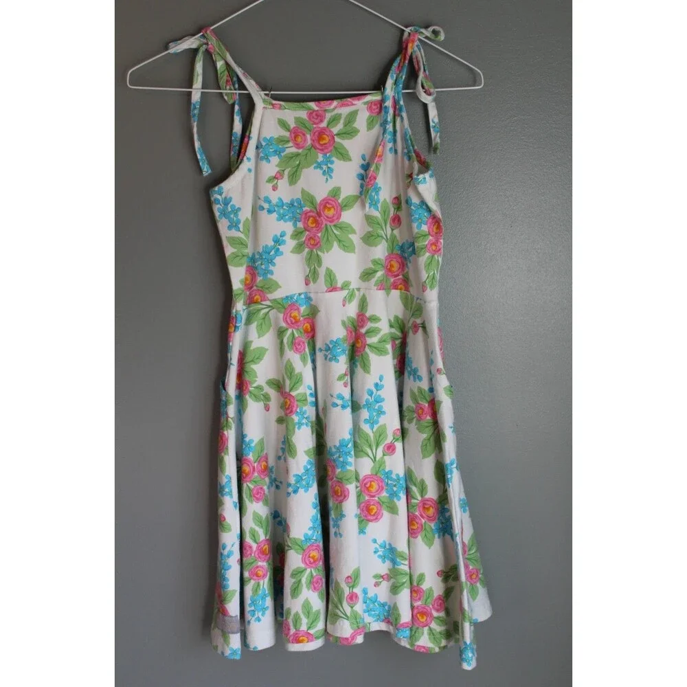 Eleanor Rose White Blue Floral Dress Girls Size 8-10 Spring Easter